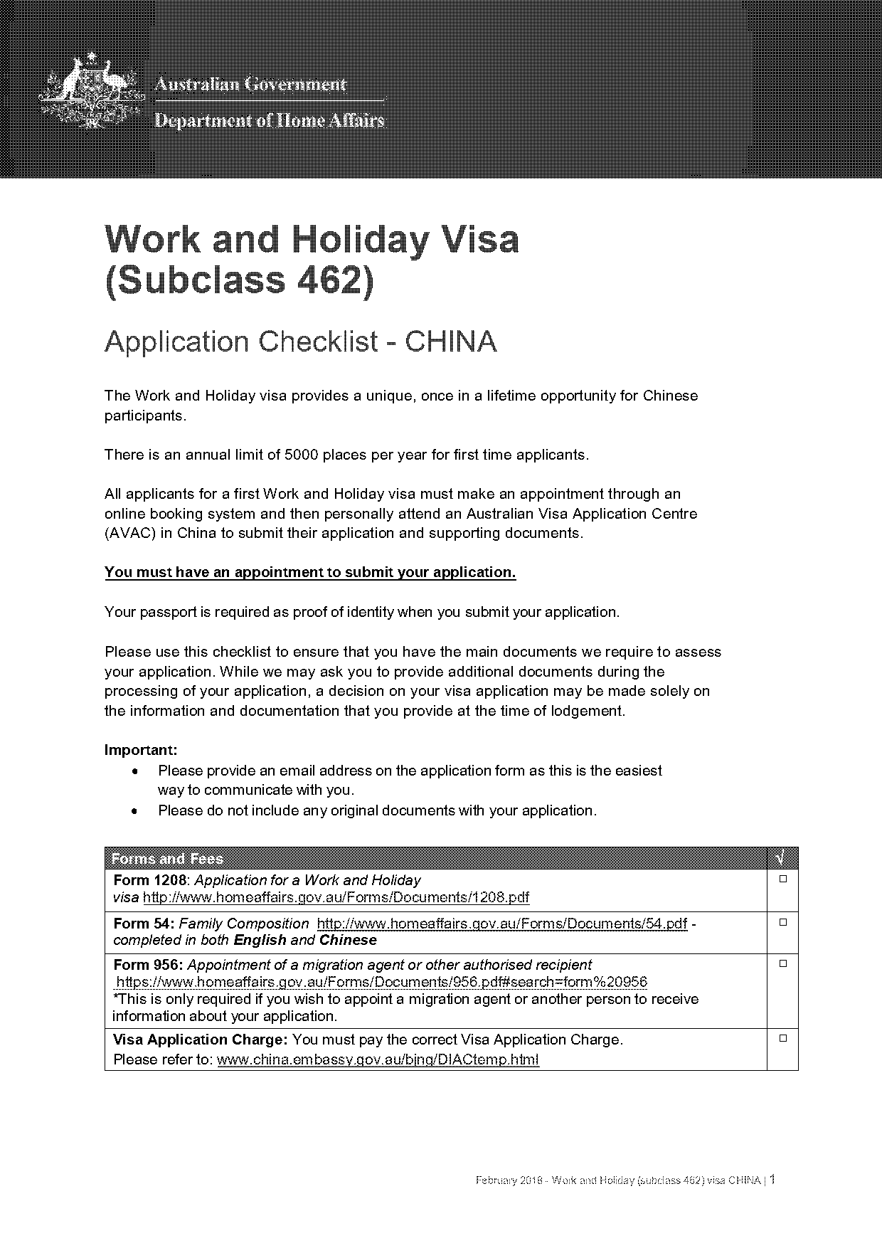 australia visa band requirement