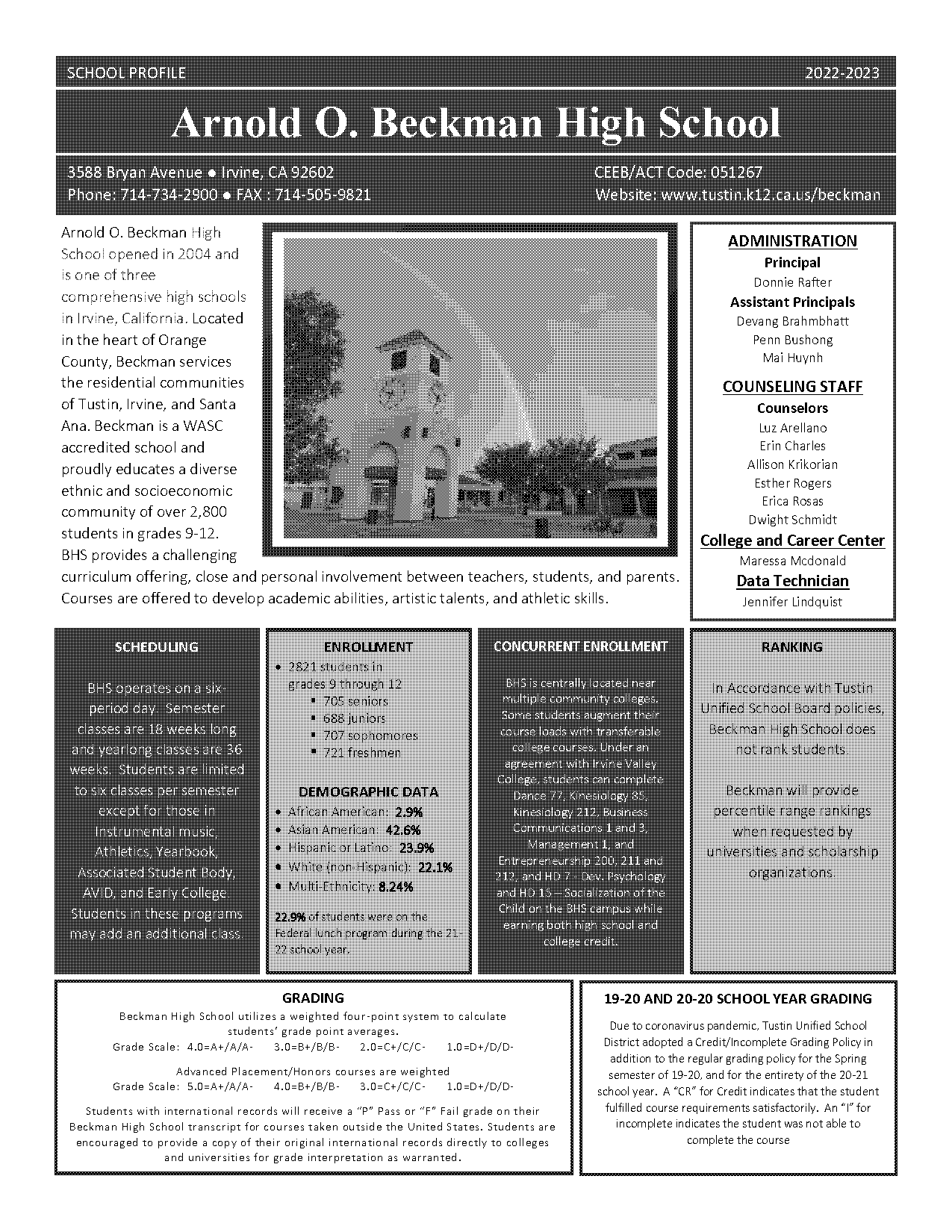 beckman high school transcript