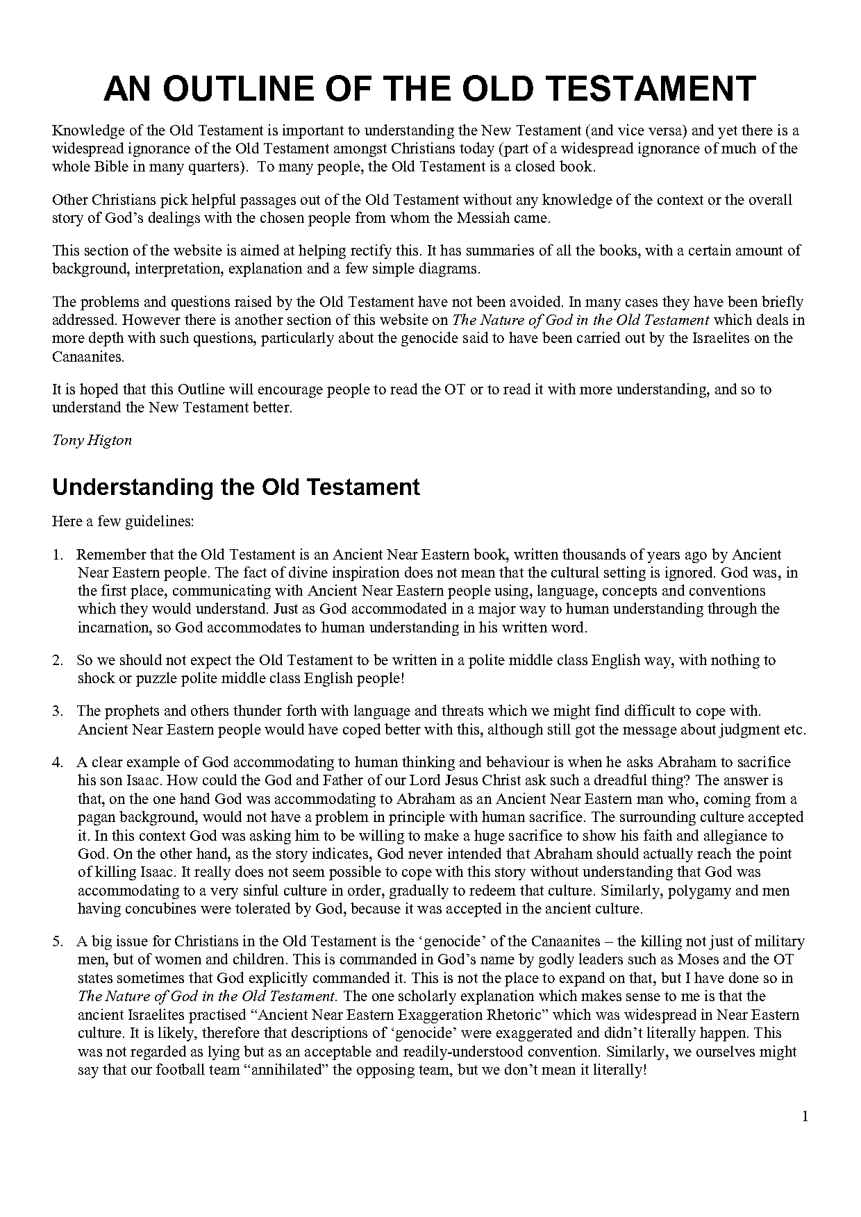 basic outline of the old testament