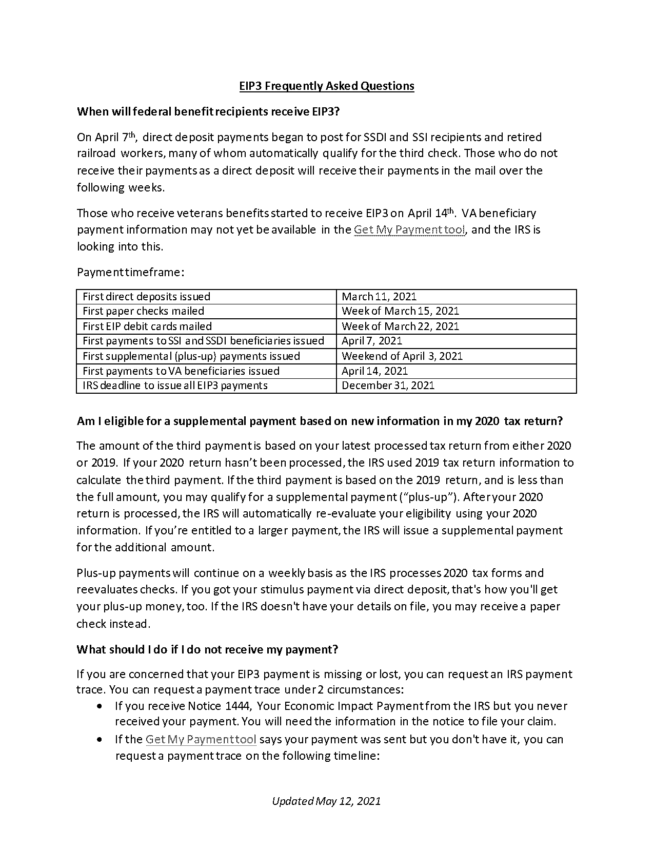 what is the deadline to receive the third stimulus check