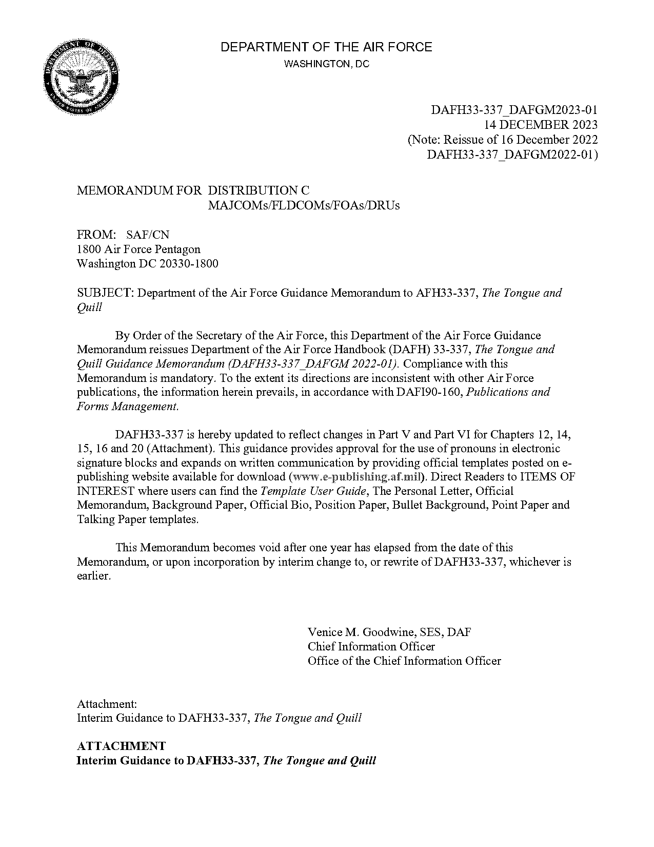 font for air force memorandum