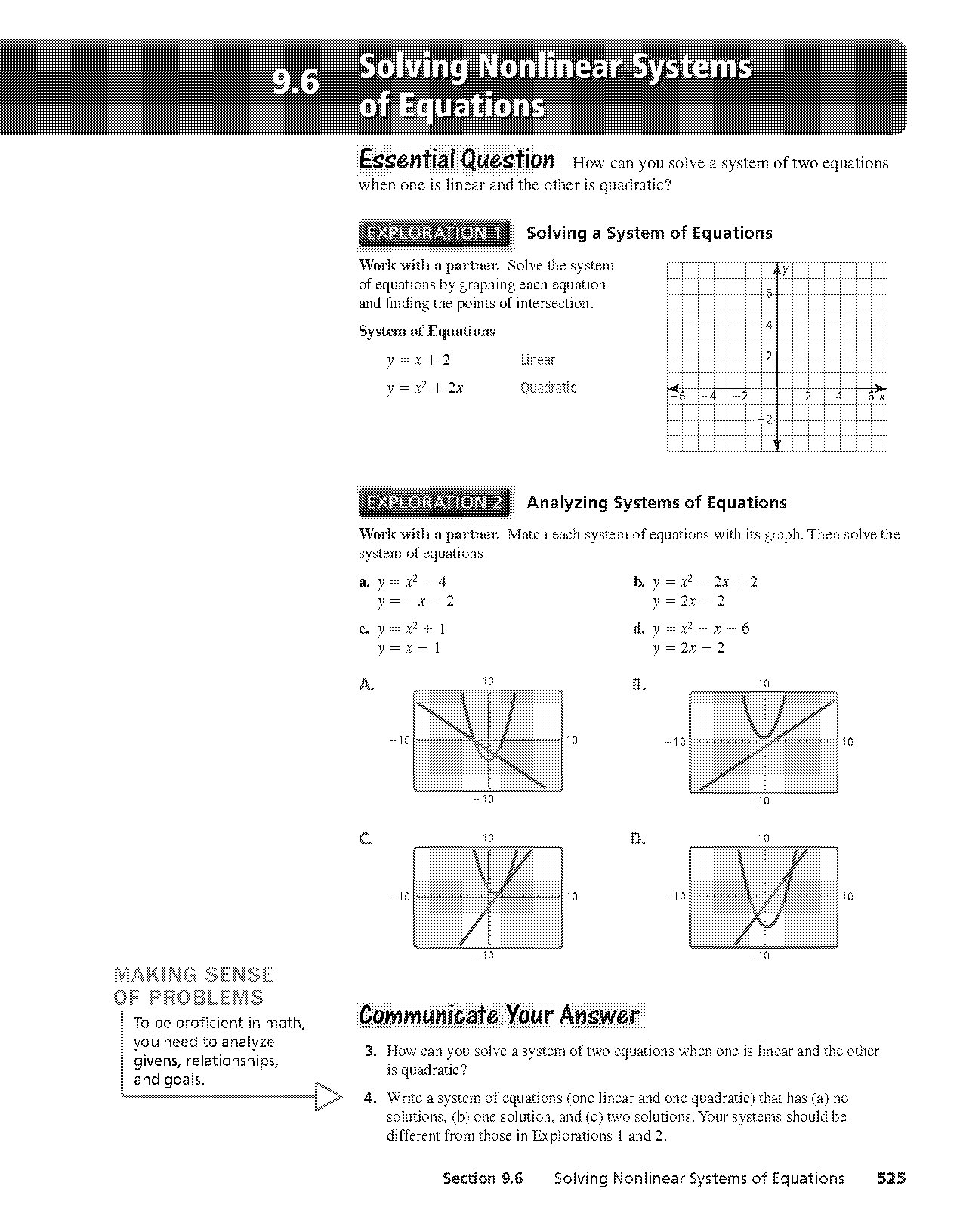 non linear simultaneous equations worksheet