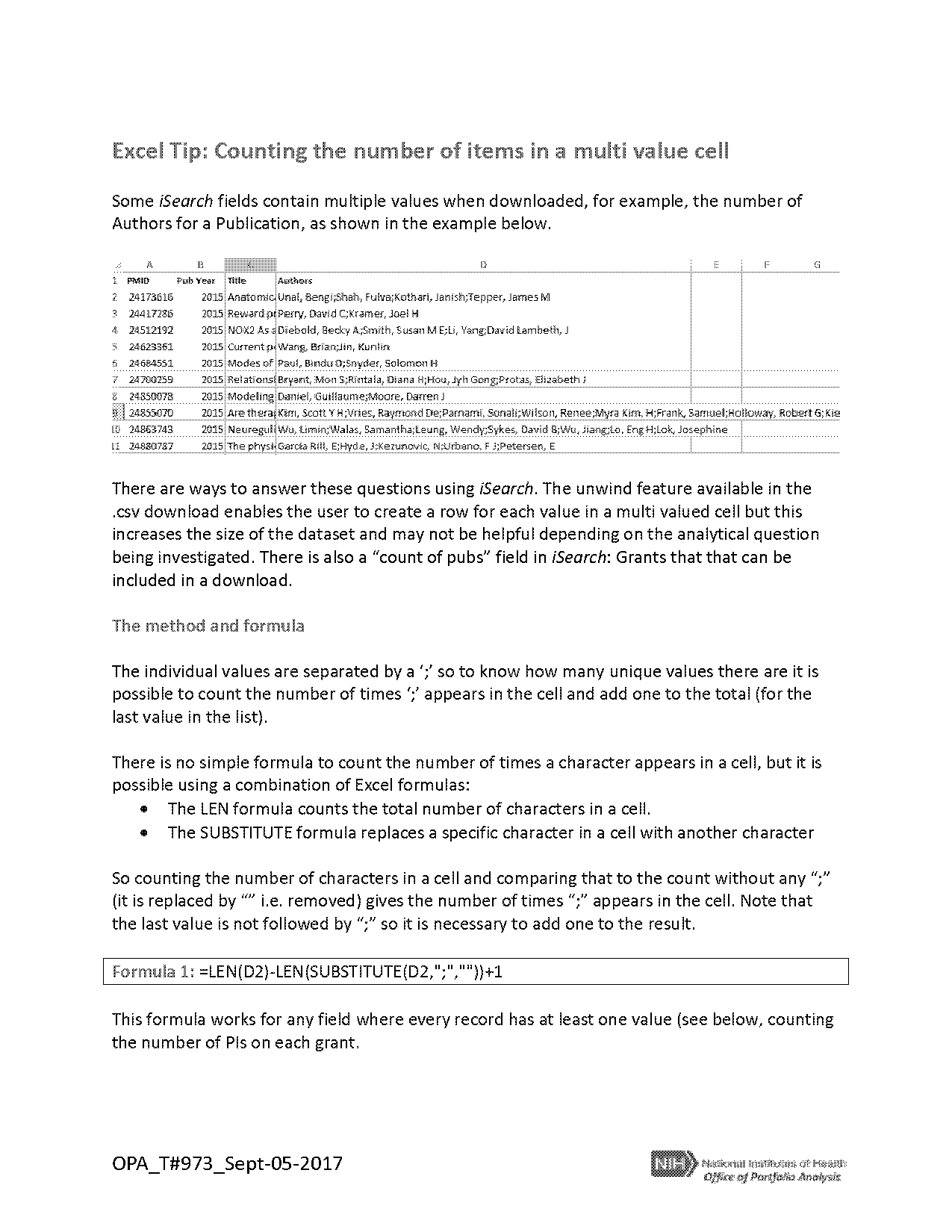 count of cells containing text