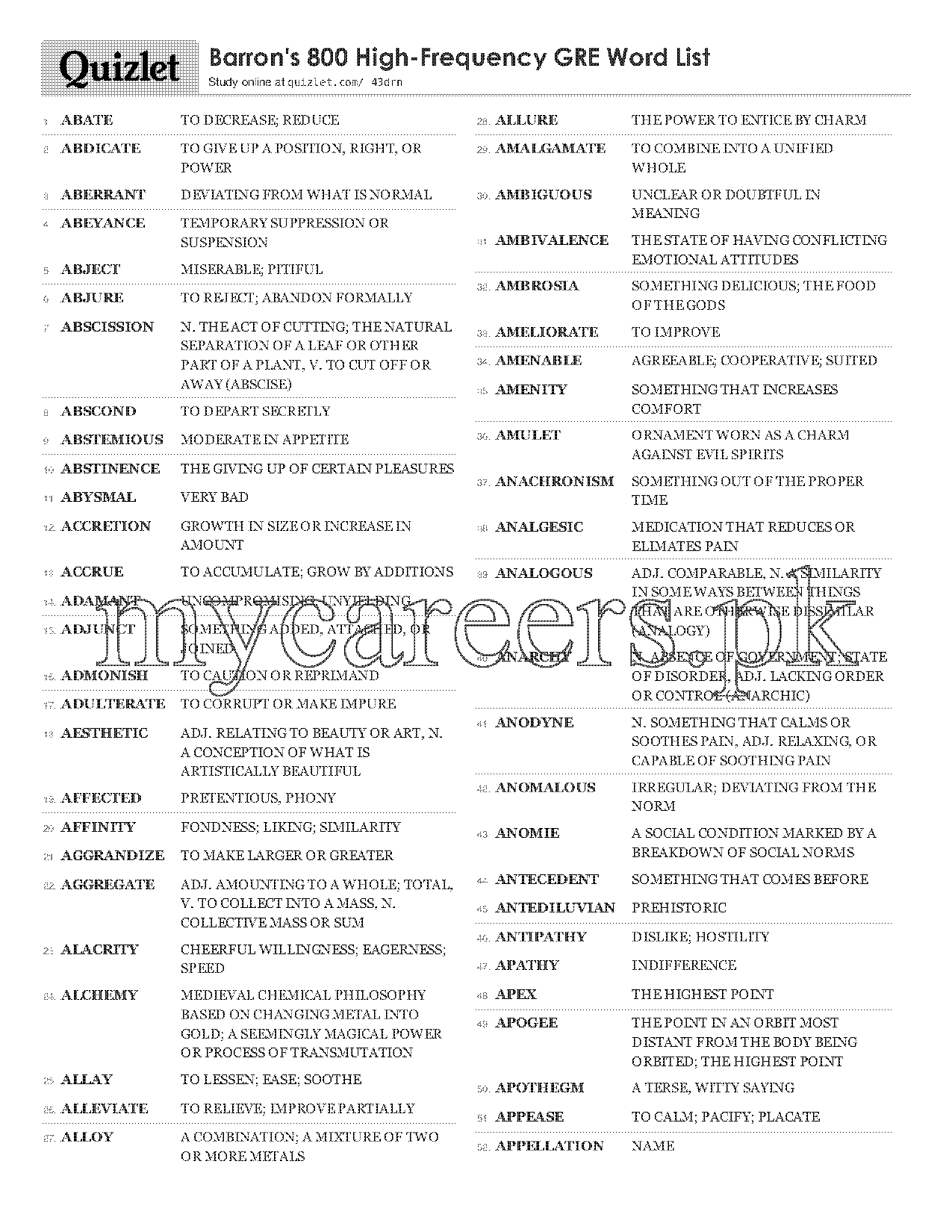 gre barrons word list pdf high frequency words