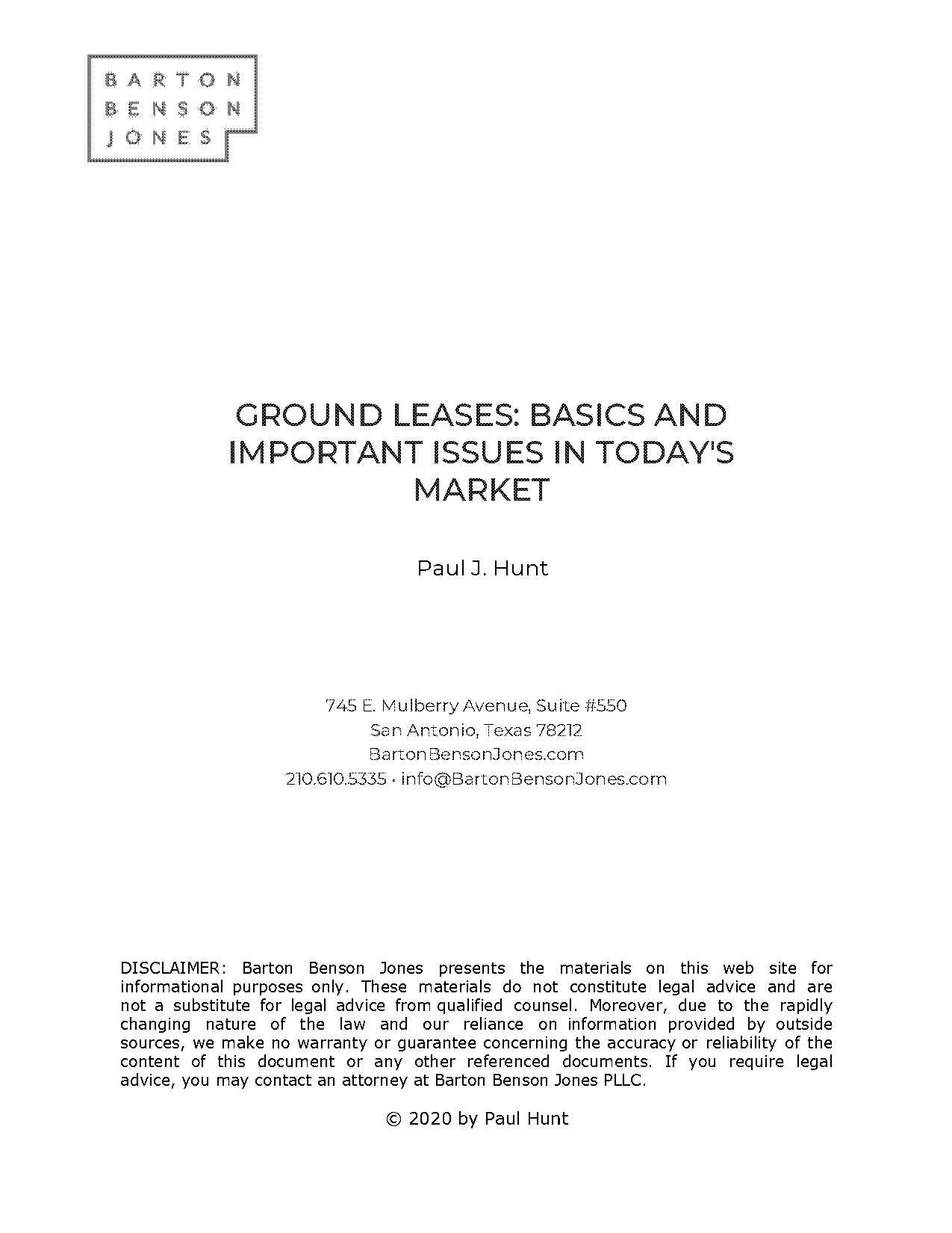 tax issues long term ground lease