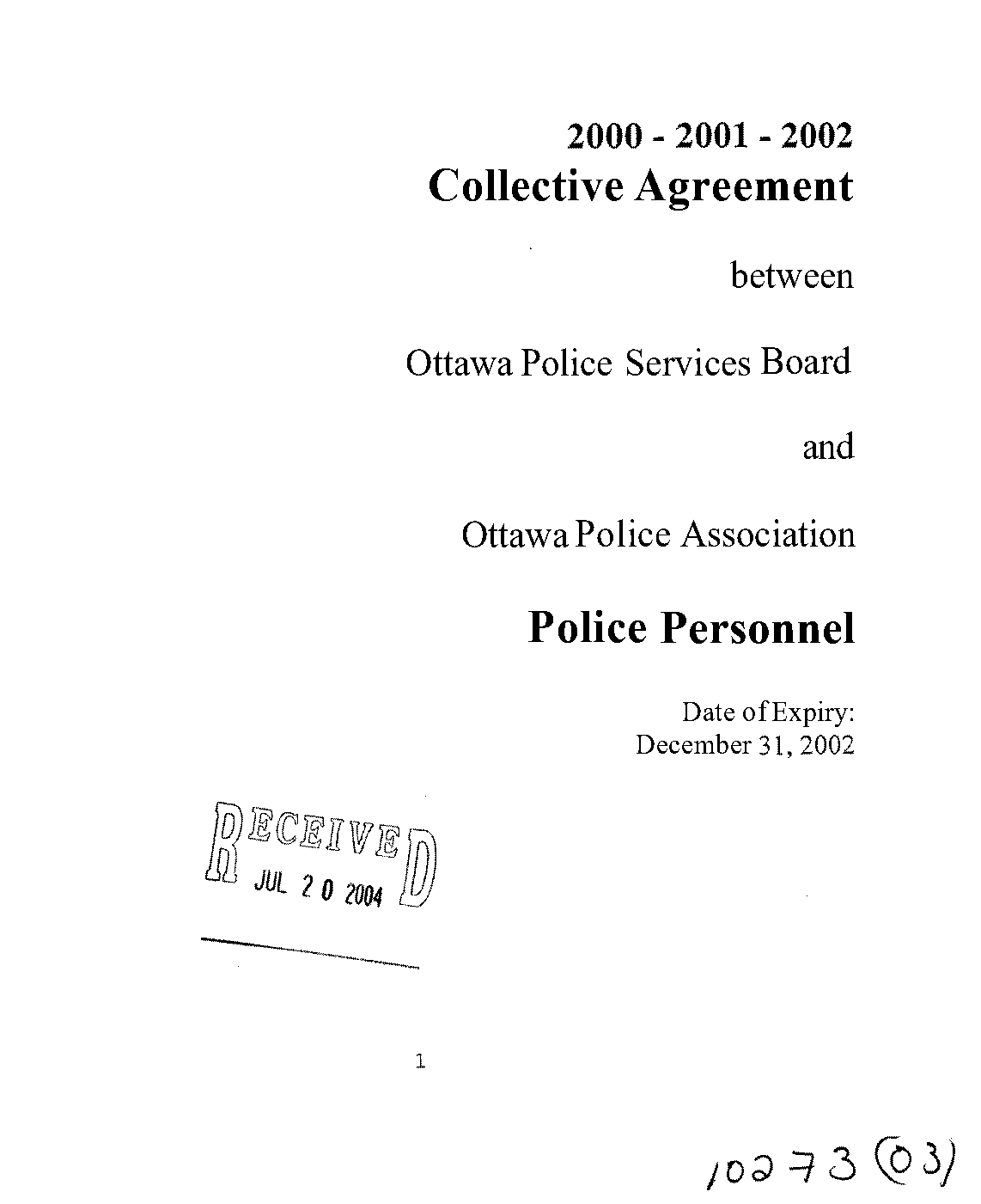 ottawa police association collective agreement