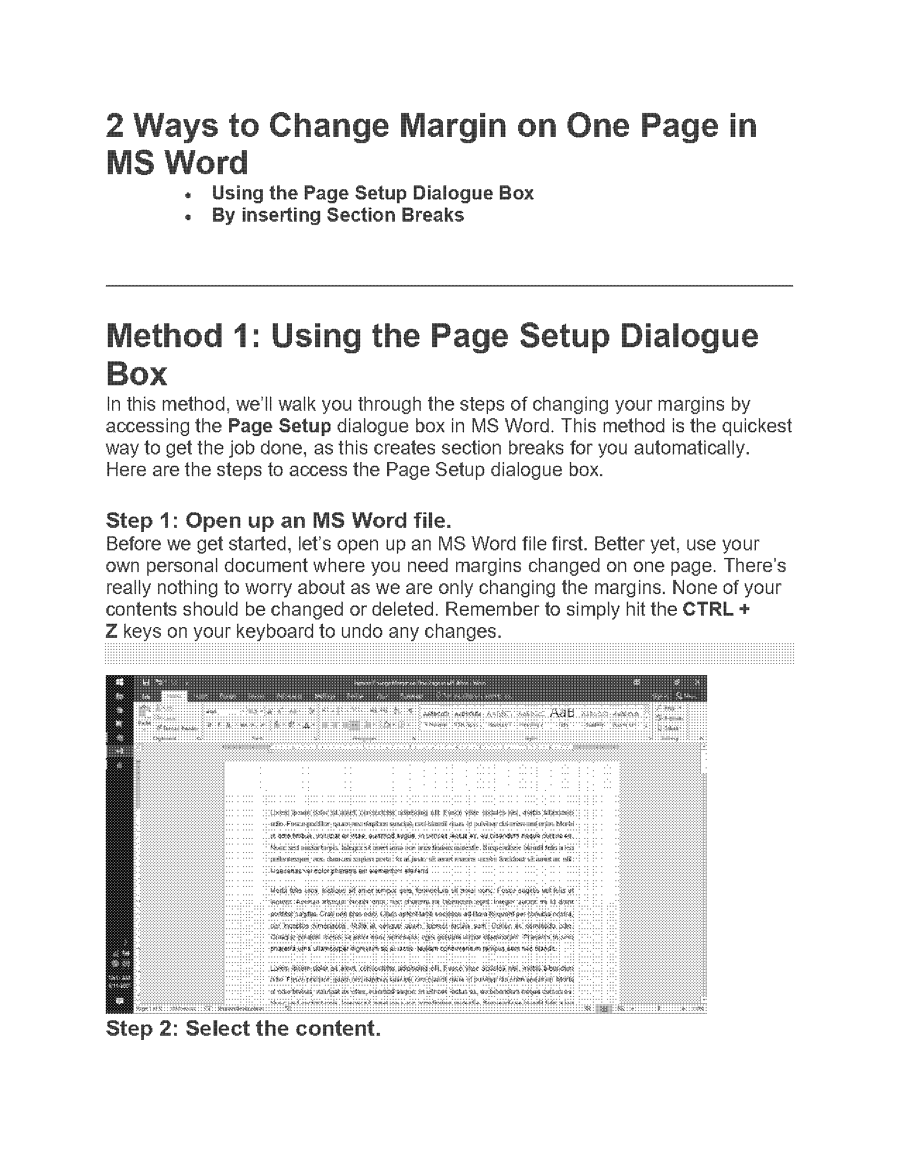 word document with different page sizes