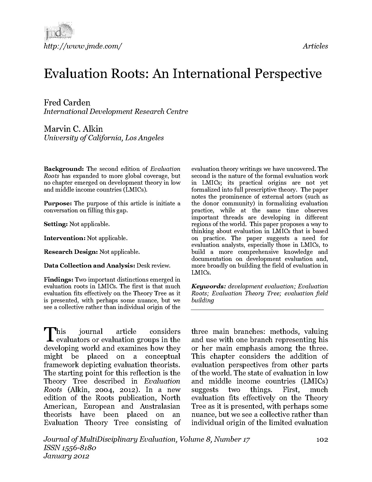 alkin evaluation roots reference