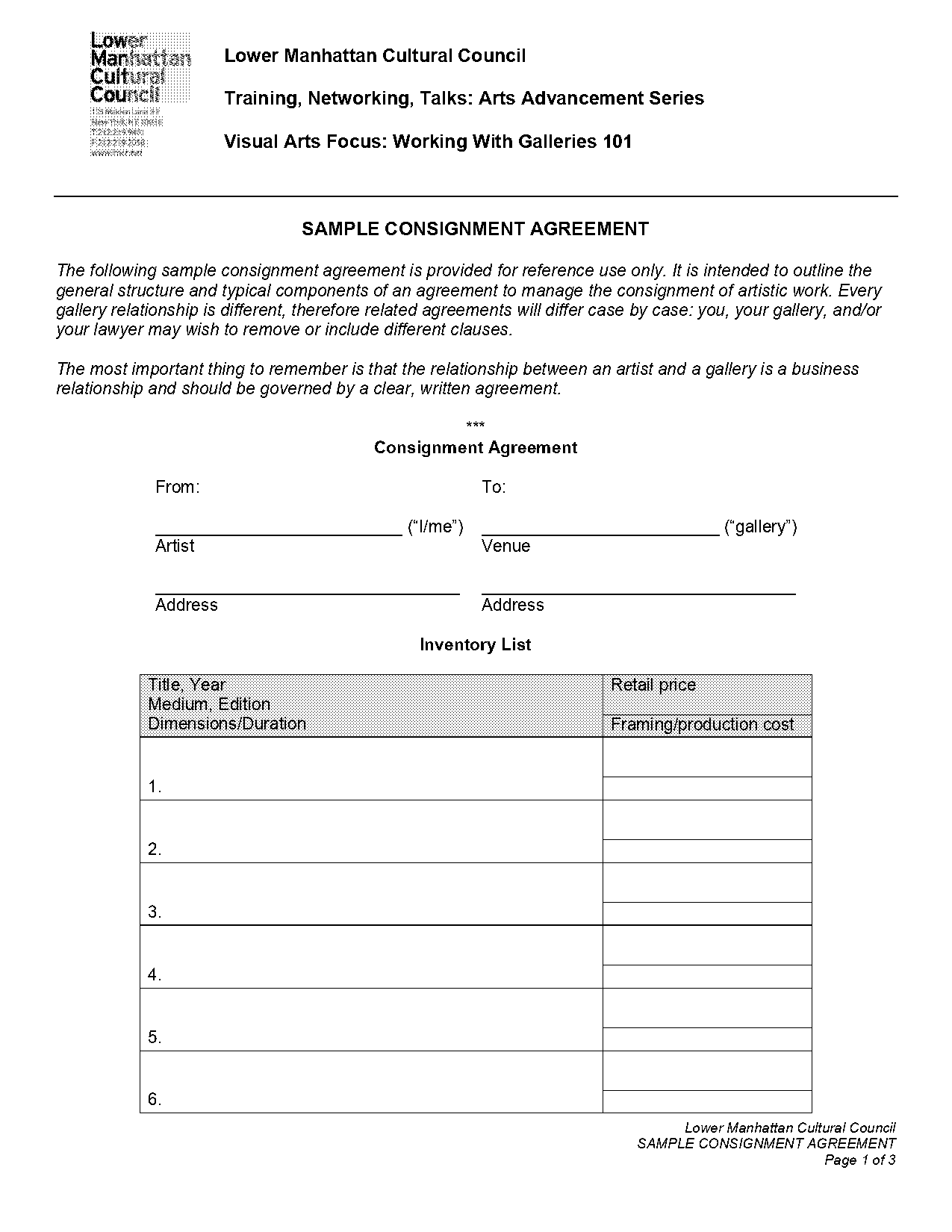 simple consignment form template