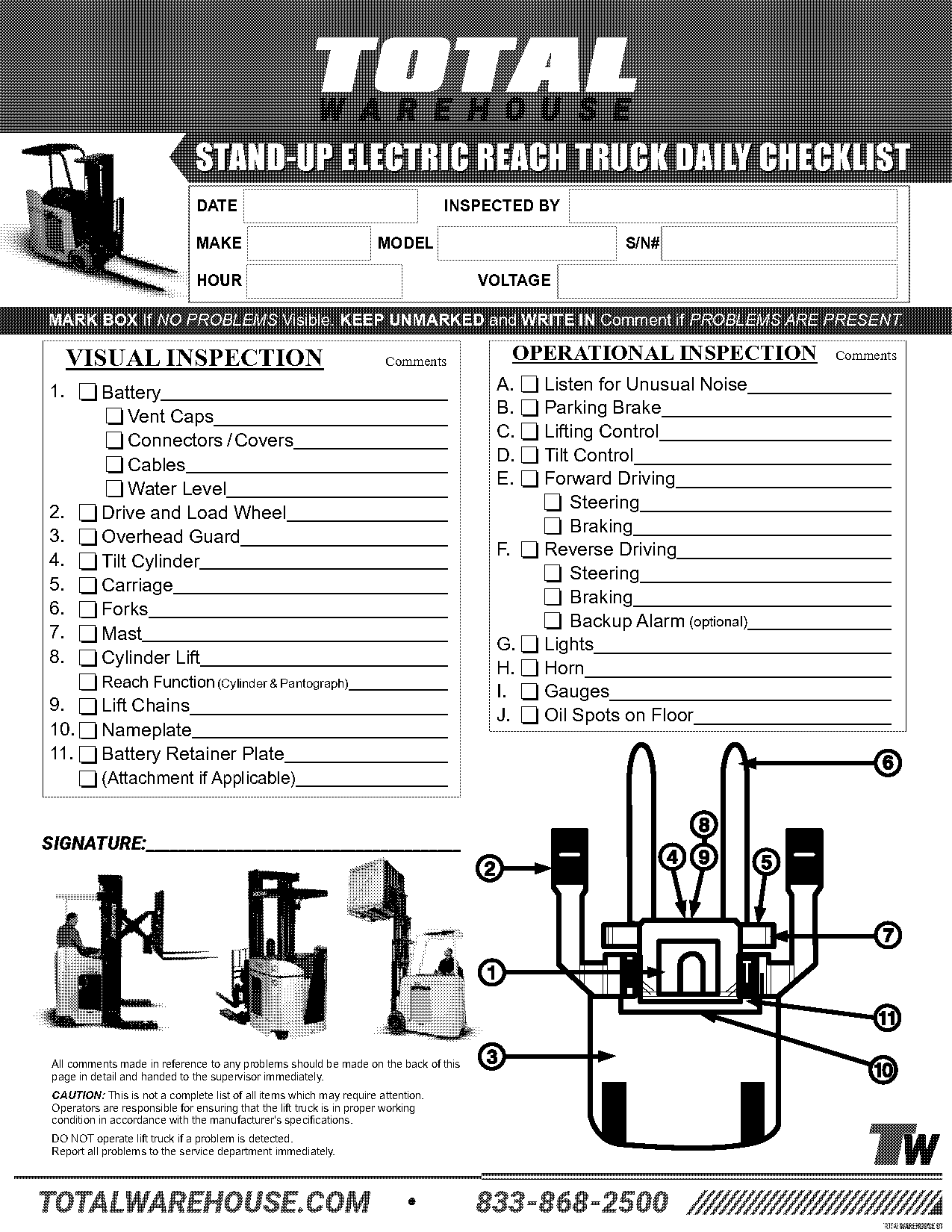 electric forklift pre use checklist