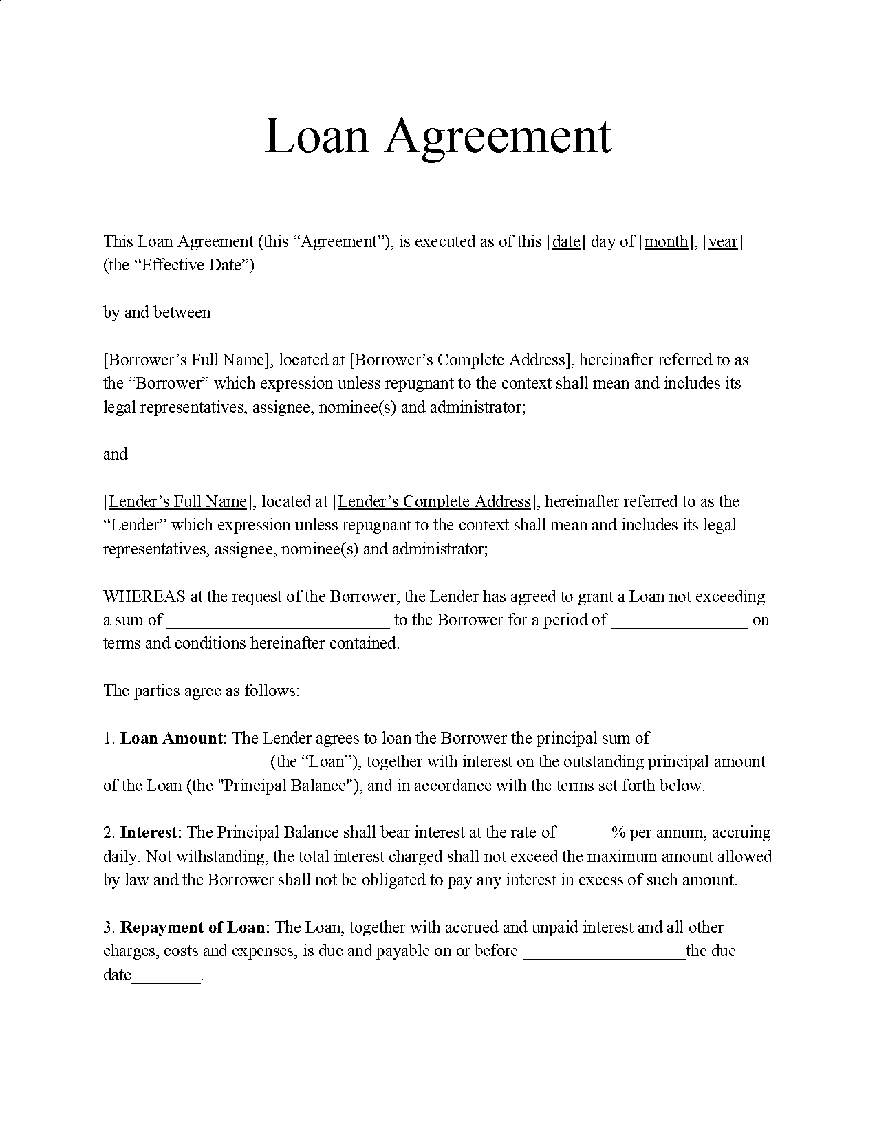 loan agreement between friends sample