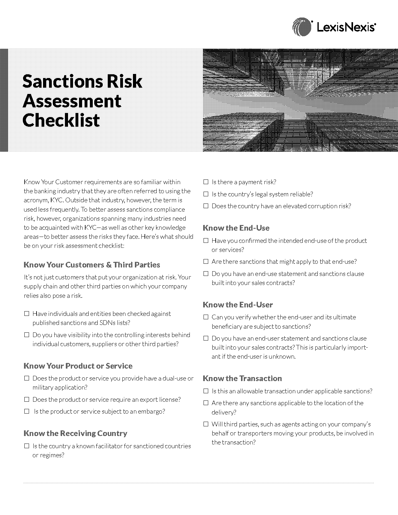 product risk assessment checklist