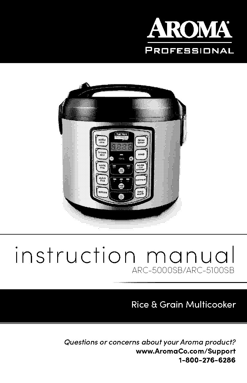 aroma professional plus rice cooker user manual