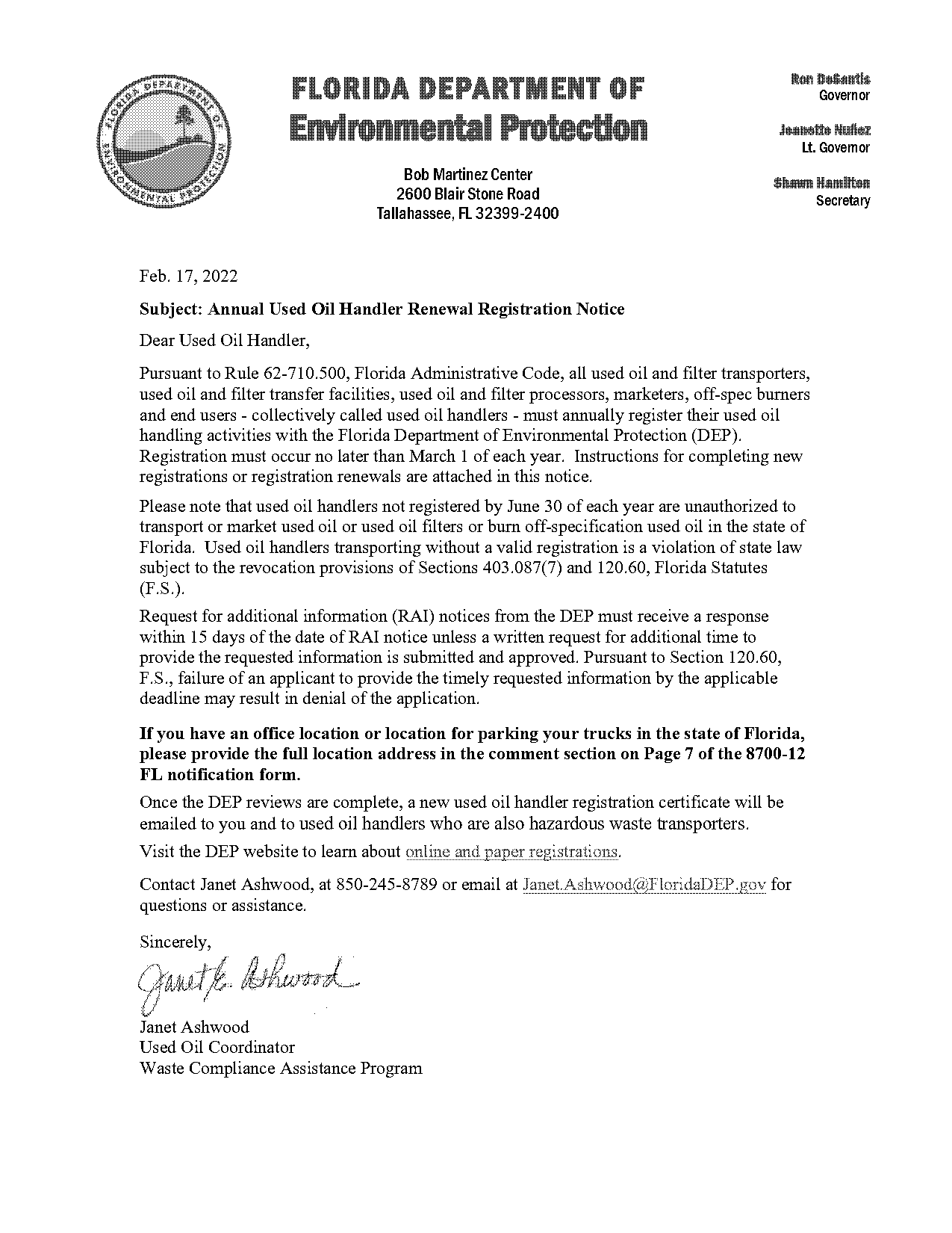 official registration renewal notice florida