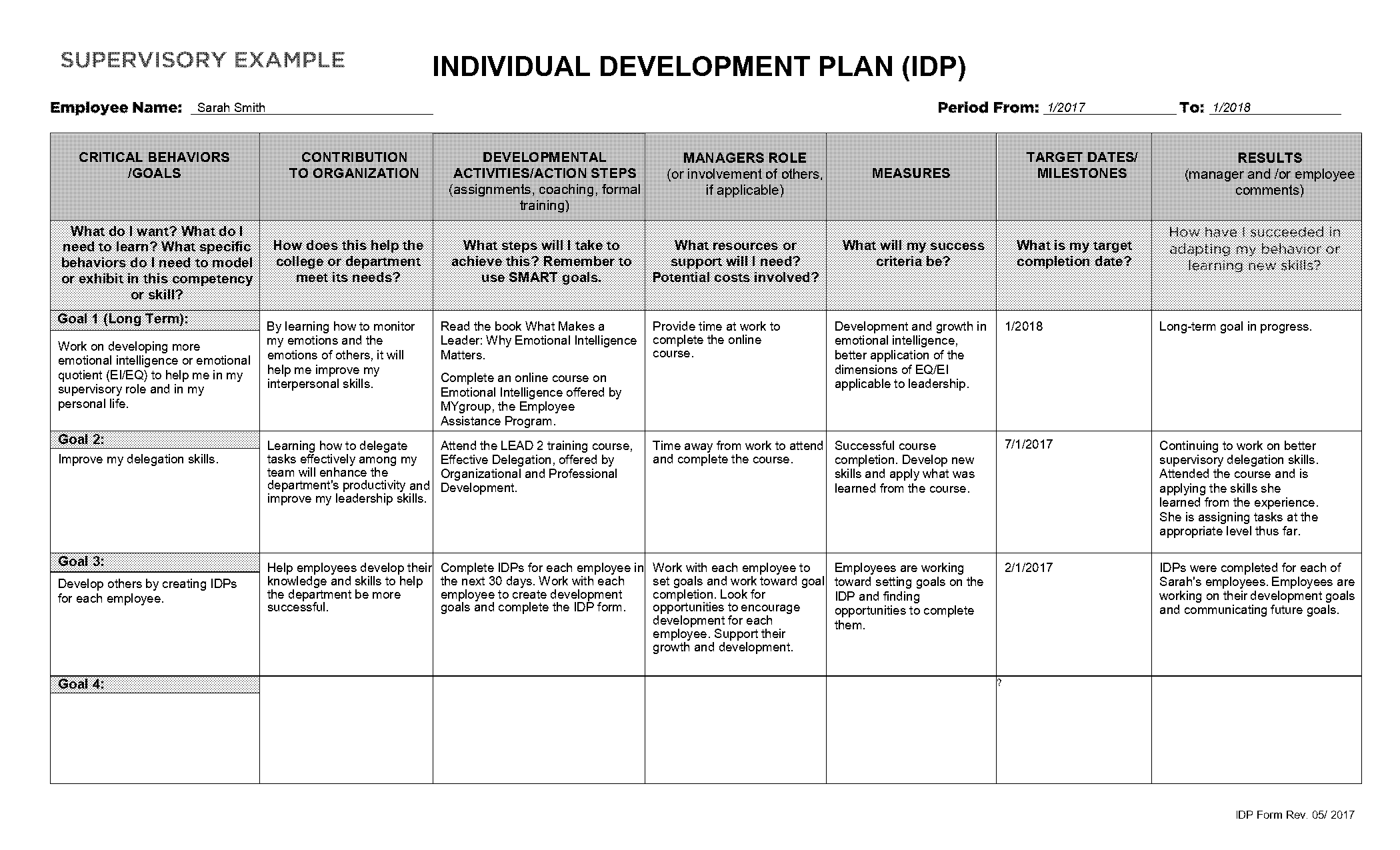 example of personal development plan for managers