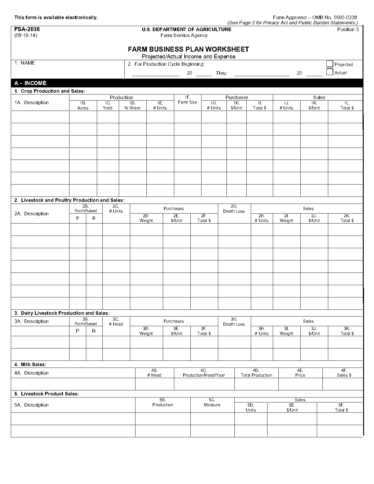 monthly income projection template