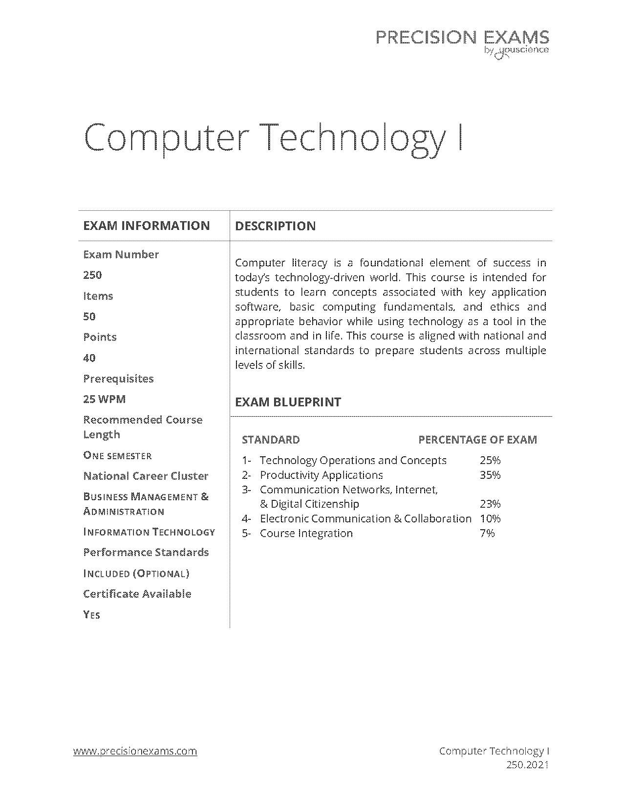 study guide or practice worksheet on computer technology