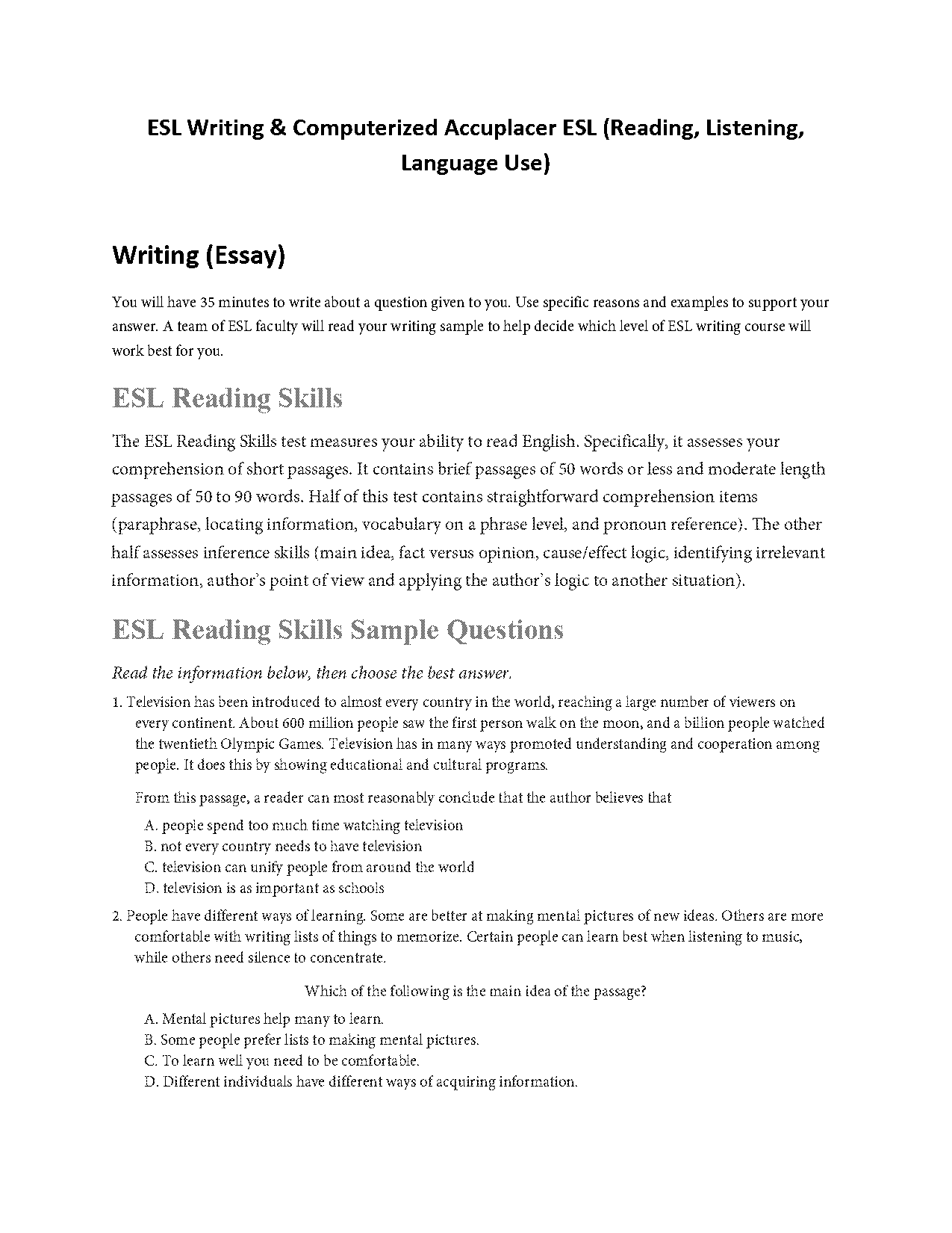 essay sample for esl